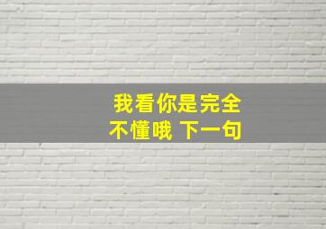 我看你是完全不懂哦 下一句